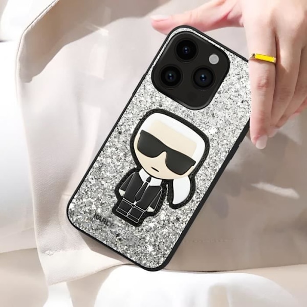 Etui til iPhone 14 Pro Max - KARL LAGERFELD - Glitter Flakes - Pailletter - Hævede kanter - Grå Grå