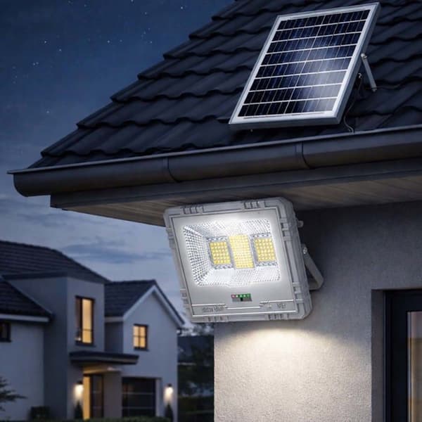 Solcelle LED Projektor 13W IP67 med 15Ah Batteri og 15W Panel Grå Grå