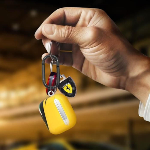 Etui til Airpods 3 Holdbar silikone karabinhage Ferrari Gul