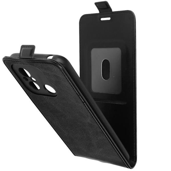 Kotelo Xiaomi Redmi 12C:lle - AVIZAR - Magneettinen pystysuora läppä - Musta - Korttiteline Svart
