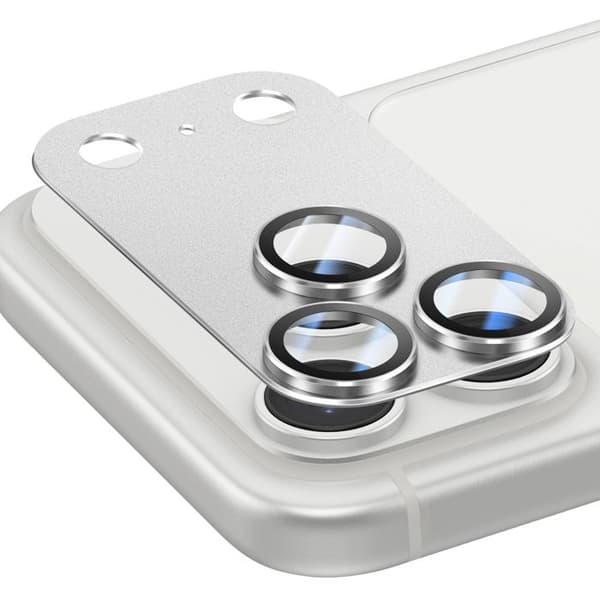 Beskyttelseskamera til iPhone 18 Pro i hærdet glas, monobloc design, sølv Grå