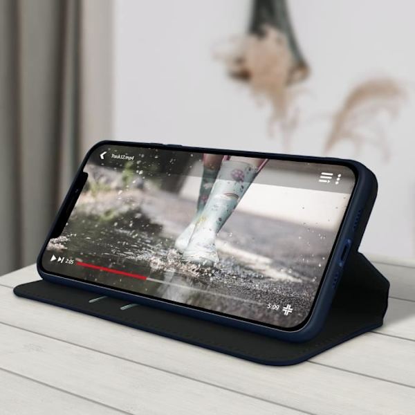 Housse Folio - AVIZAR - iPhone 12 Pro Max - Stiv - Mat - Brieftasche med Videounderstøttelse Midnattsblå Blå