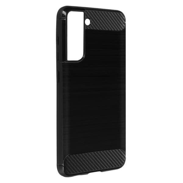 Coque - Samsung - Galaxy S21 FE - Blød - Børstet Effekt - Carbon Finish - Sort Svart