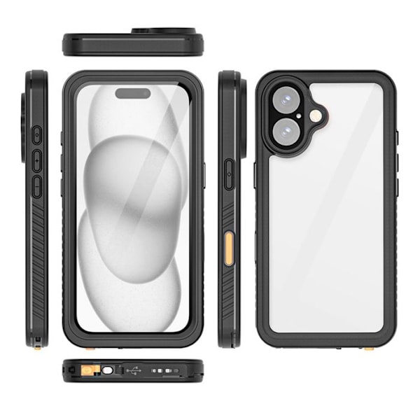 Coque 360° Fram och Bak för iPhone 16 IP68 Ultra Förstärkt Eiger Transparent Vit