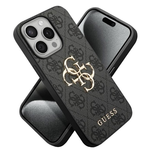 iPhone 15 Pro - Tarkat Leikkaukset ja Kohotetut Reunat Guess Musta