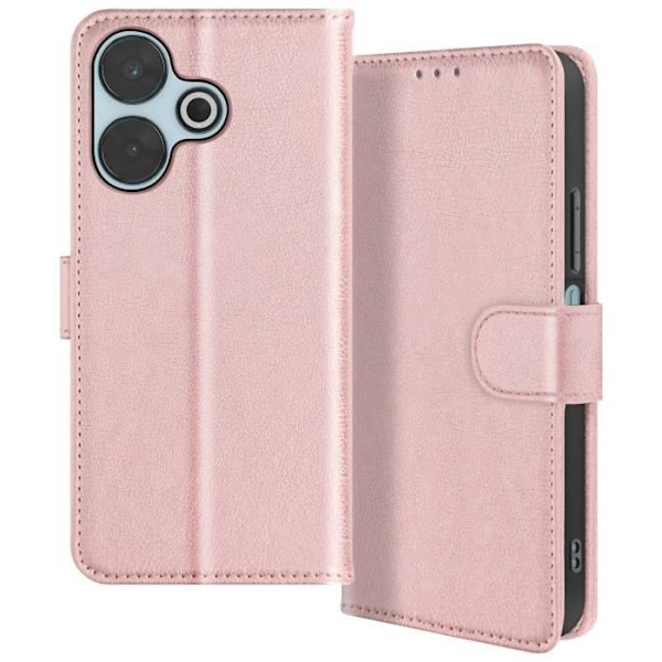 Etui til Xiaomi Redmi 13 Flip Wallet og videoholder Champagne Pink Rosa