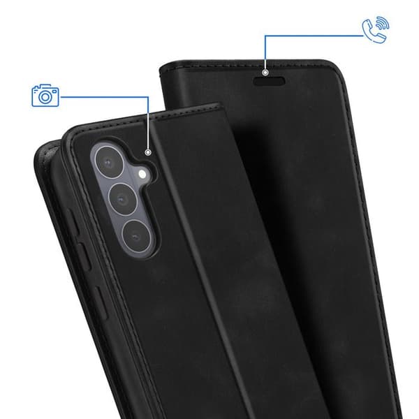 Pungetui til Galaxy S26 FE i Suede Effekt med Sort Støtte Svart