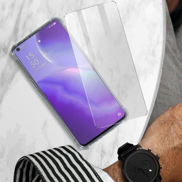 Protection Pack Oppo Reno 5 5G ja Find X3 Lite -kotelo ja läpinäkyvä karkaistu lasi, valkoinen