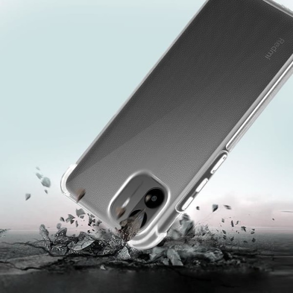 AVIZAR Skyddsfodral för Xiaomi Redmi A1 2022 - Mjukt silikon - Förstärkta stötsäkra hörn - Genomskinlig Transparent