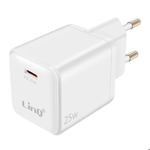 USB-C Power Delivery 25W Hurtig Oplader Kompakt LinQ Hvid Vit