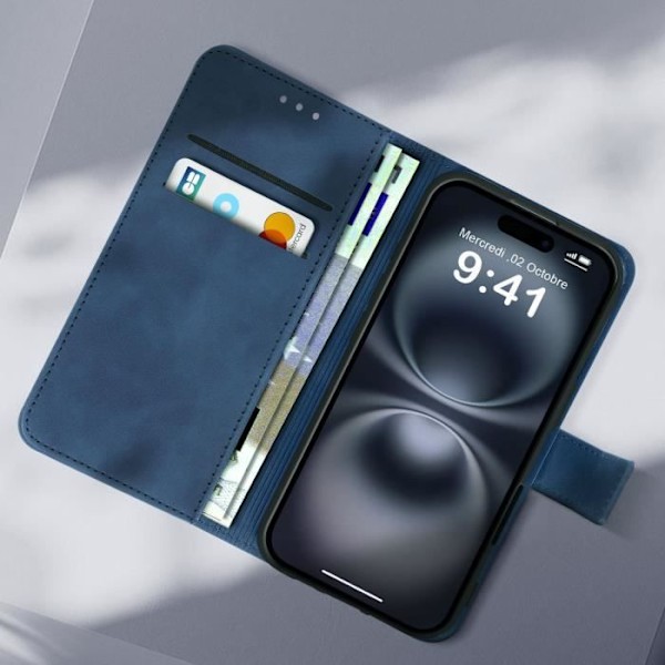 Fodral för iPhone 16 Pro Flip Wallet Video Support Midnight Blue Blå