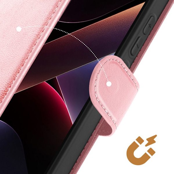 Xiaomi Poco X7 Pro - Käsinauhan Lompakkokotelo, Vaaleanpunainen Kulta Rosa