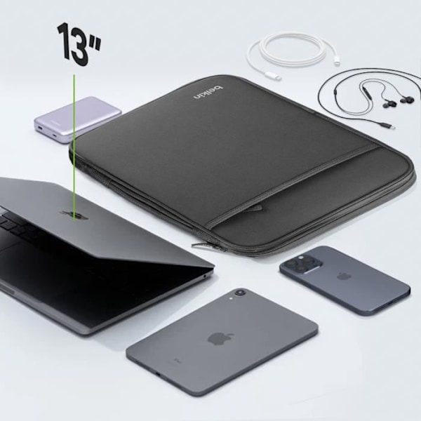 Sac väska för bärbar dator 13 tum två zip-fickor Belkin svart Svart