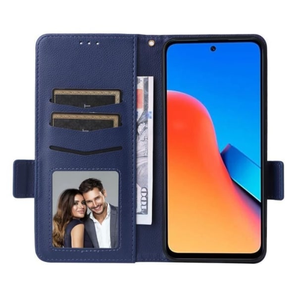 Xiaomi Redmi 12 4G etui PU læder flip telefoncover Xiaomi Redmi 12 4G beskyttelsesetui - marineblå