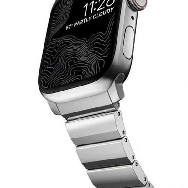 Acer-rem til Apple Watch 6-9 og SE 38-40-41 mm Nomad Silver - Rustfrit stål og diamantlignende kulstof Grå