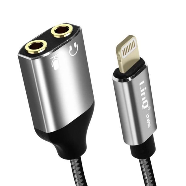 Ljudadapter Lightning till Double Jack 3,5 mm honhörlurar + mikrofon LinQ
