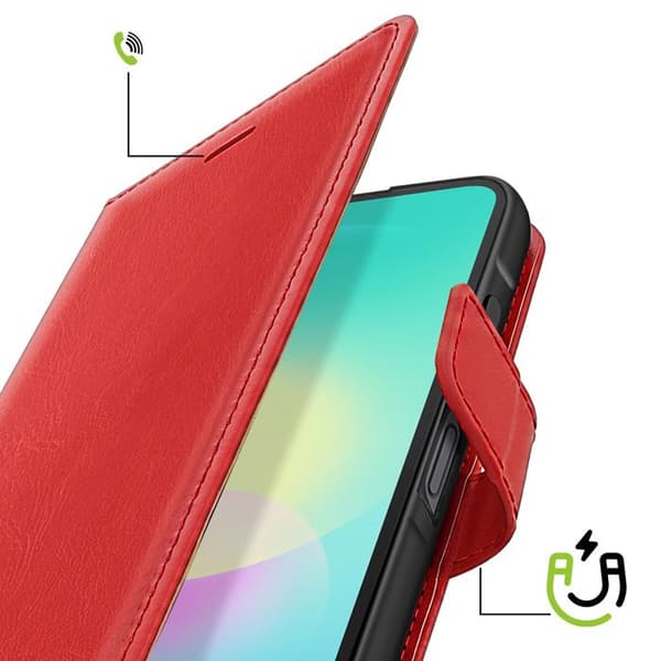 Pungetui til Samsung Galaxy A27 med håndledsrem og videostativ Mayaxess Rød Röd