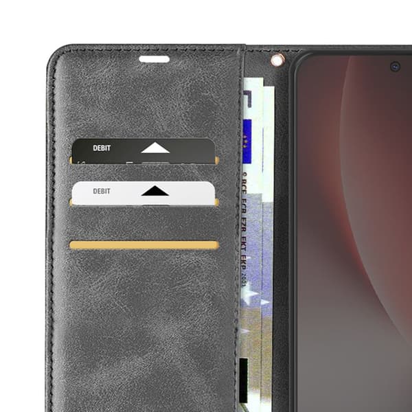 Retro Style Wallet Case for Honor Magic 8 Lite with Stand Black Svart