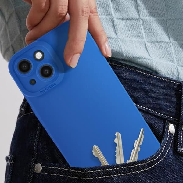 Cover til iPhone 15 Plus - AVIZAR - Silikone Mat - Kamera Beskyttelse - Blå - Elegant Blå