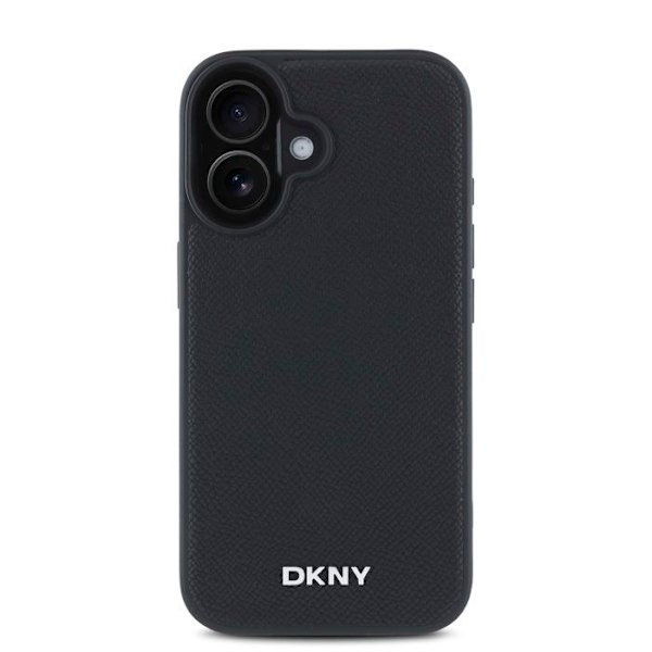 Coque för iPhone 16 - Metall-logotyp - Svart - DKNY