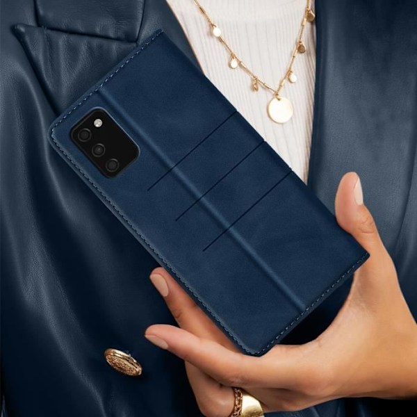 Galaxy A03s Fodral - AVIZAR - Silkesmjukt konstläder - Korthållare - Videostöd - Blå Blå