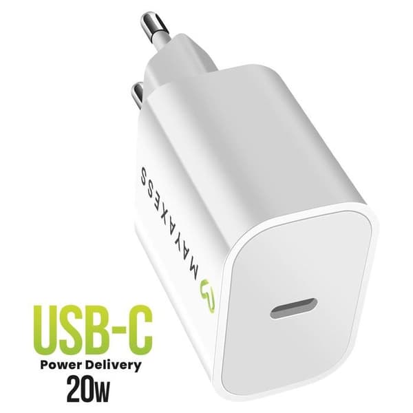 Oplader - MAYAXESS - iPhone 17 Pro Max - 20W - USB-C kabel 1m - Hvid Vit