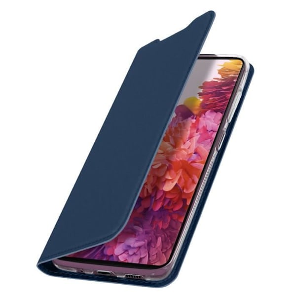 Etui för Samsung S20 FE - Dux Ducis - Satin-effekt - Mörkblå - Videostativ - Kortfack Nattblått