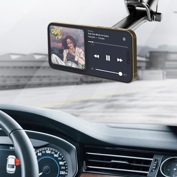 Magsafe iPhone Autoteline Pikalataus 15W Swissten Suction Cup Mount Musta