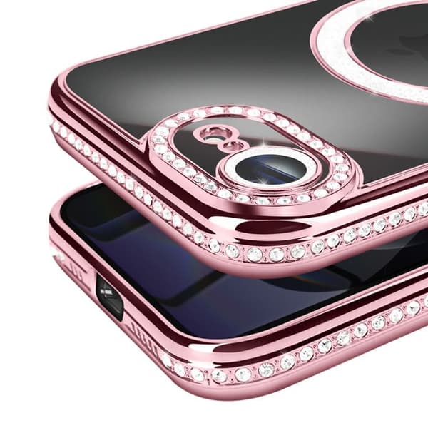 MagSafe Cover - AVIZAR - iPhone 16e - Rosa - Strass - Stødbeskyttelse Rosa