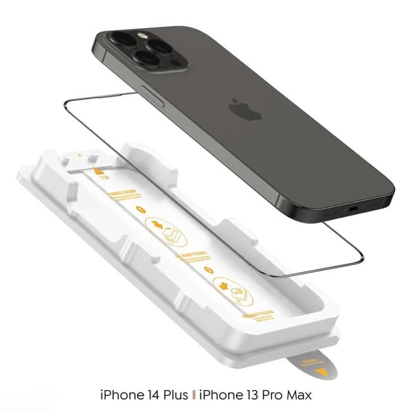 Lujitettu lasi iPhone 14 Plus / 13 Pro Max iskunkestävä Magic Box Zanaé -asennussarjalla, läpinäkyvä Vit