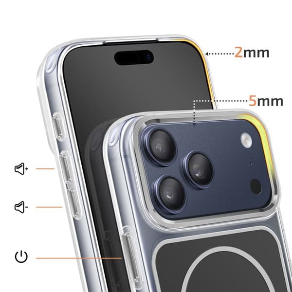 MagSafe-cover til iPhone 17 Pro Max Ultra Forstærket Bi-materiale Sort Svart