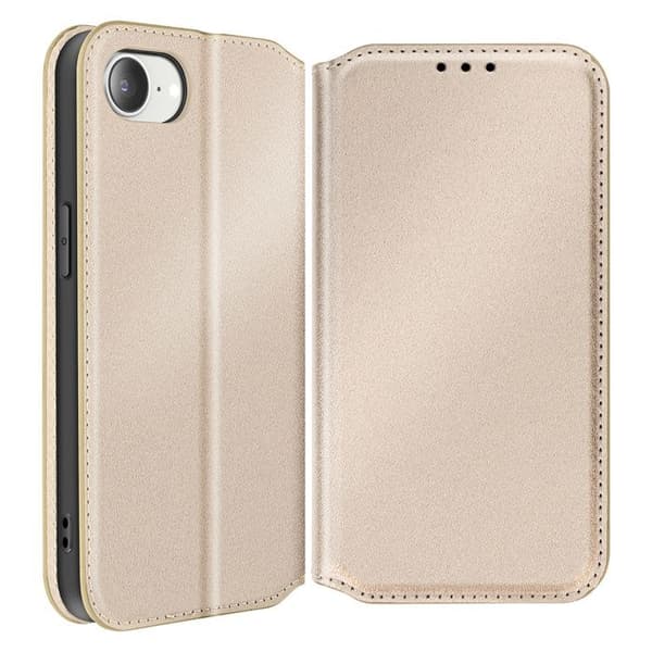 Étui til iPhone 16e - Classic Edition - Guld - Magnetisk Klap - Videostativ - Kortlommer Gul