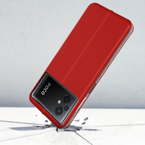 Skal till Xiaomi Poco M5 - AVIZAR - Röd - Videostöd - Korthållare - Fullständigt skydd Röd