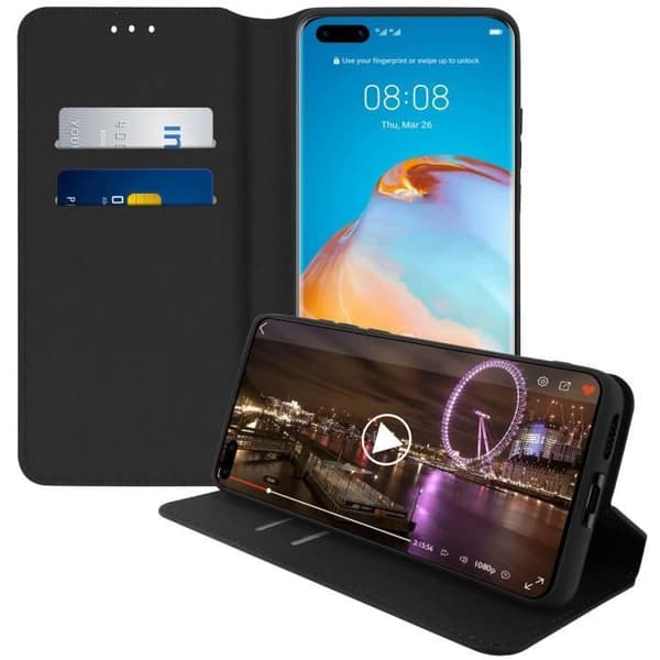 Housse - AVIZAR - Huawei P40 Pro - Folio Wallet Cover - Eco-leather - Sort Svart