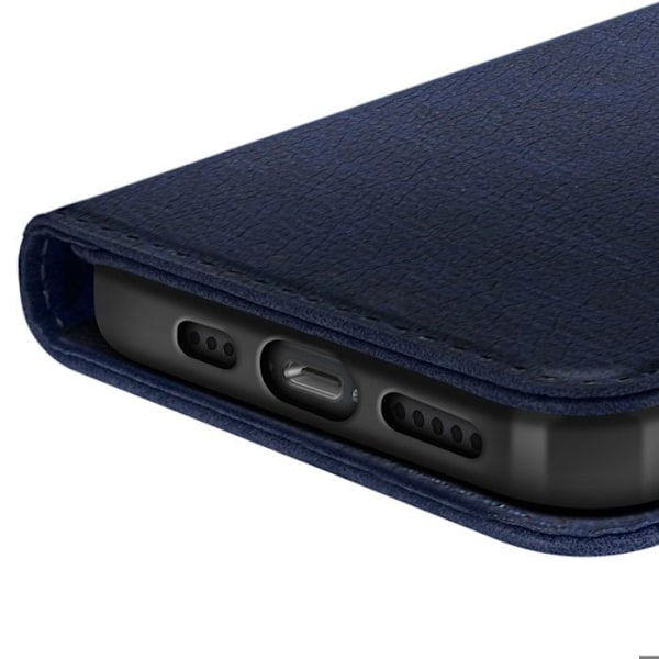 Étui til iPhone 16e Klap Portefeuille og Video Stativ Blå Nat Blå