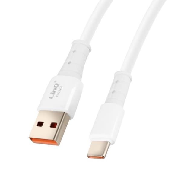 USB til USB-C kabel - LINQ - Hurtig opladning 5A - Længde 1.2m - Hvid - Hurtig synkronisering Vit