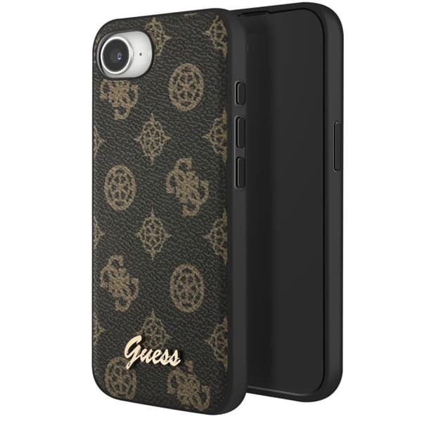 MagSafe-cover til iPhone 17. serie Peony Script Logo Stødabsorberende Guess Sort Svart