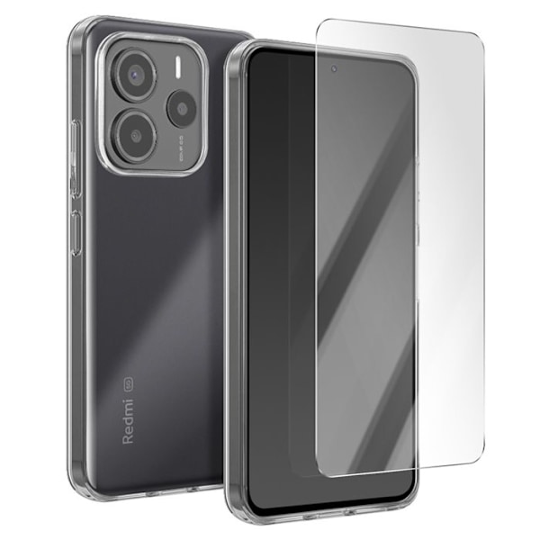 Skyddspaket för Xiaomi Redmi Note 14 5G TPU-fodral och 7H härdat glas Moxie Transparent Vit