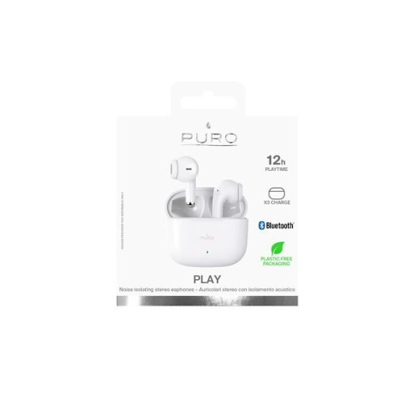 True Wireless Headphones - Puro - PLAY 5.0 TWS - Hvid - Let - Unisex hvid
