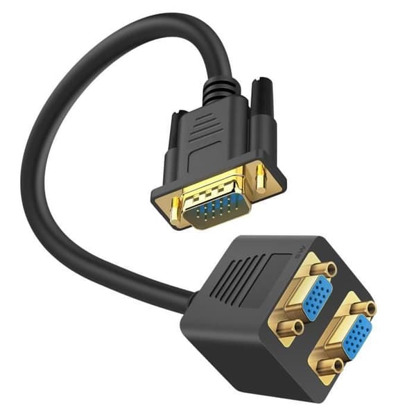Videoadapter VGA - LinQ - Hane till Dubbel VGA Hona - Kompakt - Robust - Svart