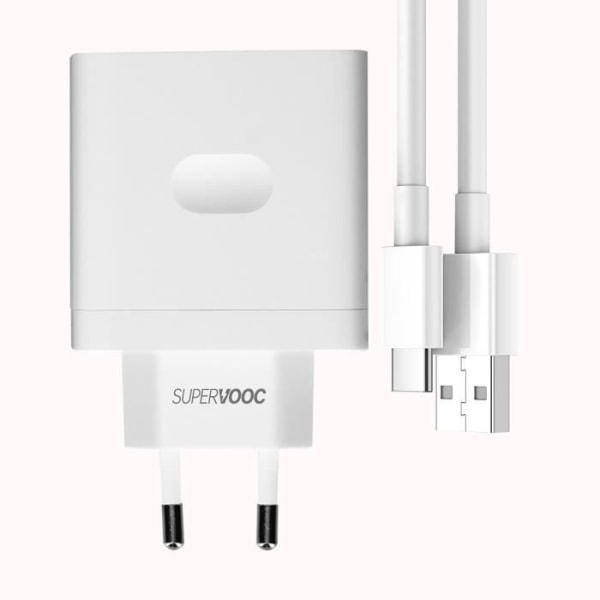 Oppo USB SuperVOOC 65W laturi + USB-USB-C kaapeli malli VCA7GAEH