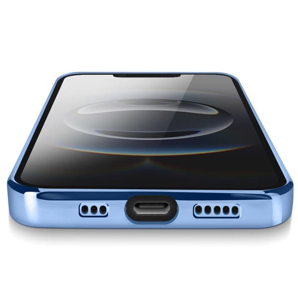 Cover til Apple iPhone 17e med kromkant i blødt silicone blå Blå