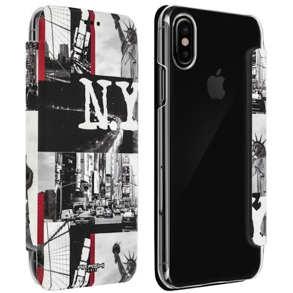 iPhone X - Akashi - New York City - Øko-læder - Multifarvet - Hård skal Flerfärgad