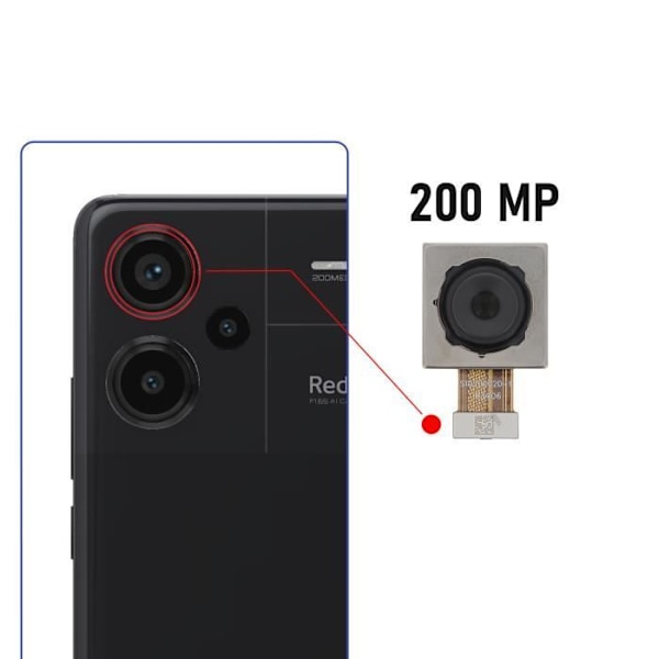 Takakamera - AVIZAR - Xiaomi Redmi Note 13 Pro - 200MP - Musta - Integroitu liitännäiskaapeli Svart