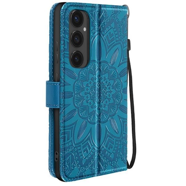 Mandala Flowers Case til Samsung Galaxy S24 FE Pung håndledsrem Blå Blå