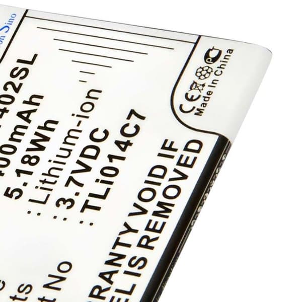 Batteri - AVIZAR - Alcatel One Touch Pixi First - 3,7V - 1400mAh - Genopladelig Vit