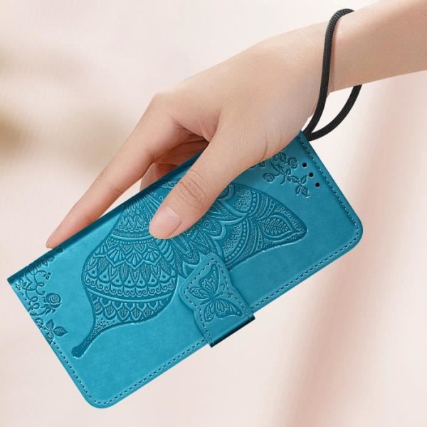 Mandala Butterfly Fodral för Redmi Note 13 Pro Wallet Handledsrem Blå