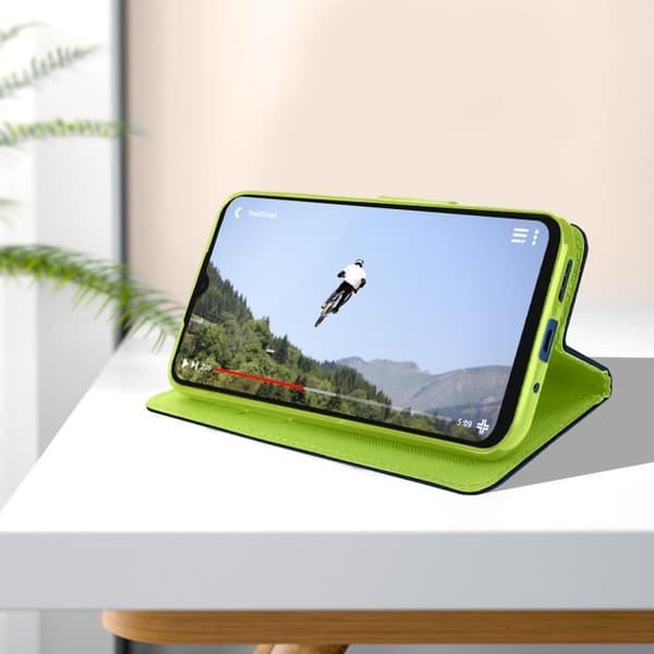 Xiaomi Redmi 10A Case Pung Kortholder Video Support blå og grøn
