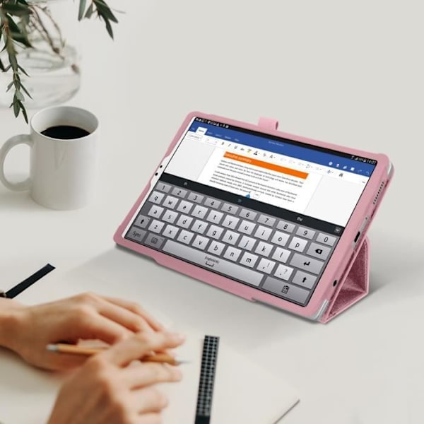 Fodral - AVIZAR - Galaxy Tab A7 Lite - Eco-läder - Videostöd - Integrerad pennhållare Rosa