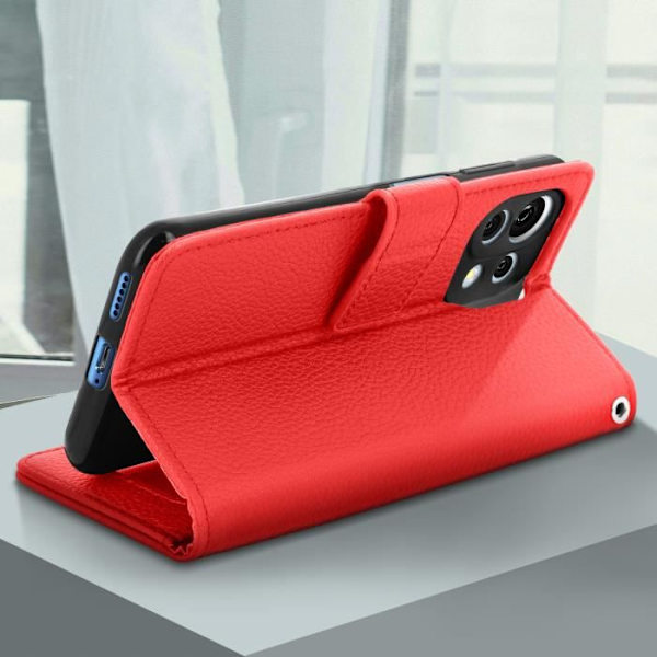Hölster - AVIZAR - Xiaomi Mi 11 Lite och Mi 11 Lite 5G - Röd - Präglar konstläder - Stöd funktion Röd